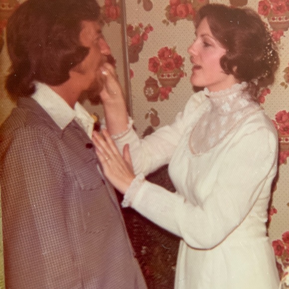 Wedding dress handmade 1975 muslin, lace size 12 - Picture 14 of 17